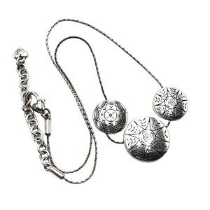 Brighton Triple Circles Pendant 14 - 16 Inch Silver Plated Necklace
